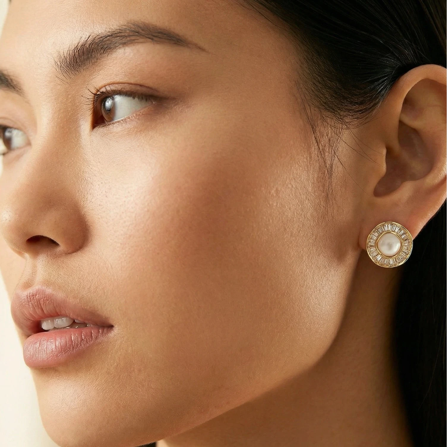 Sunburst Pearl Stud Earrings