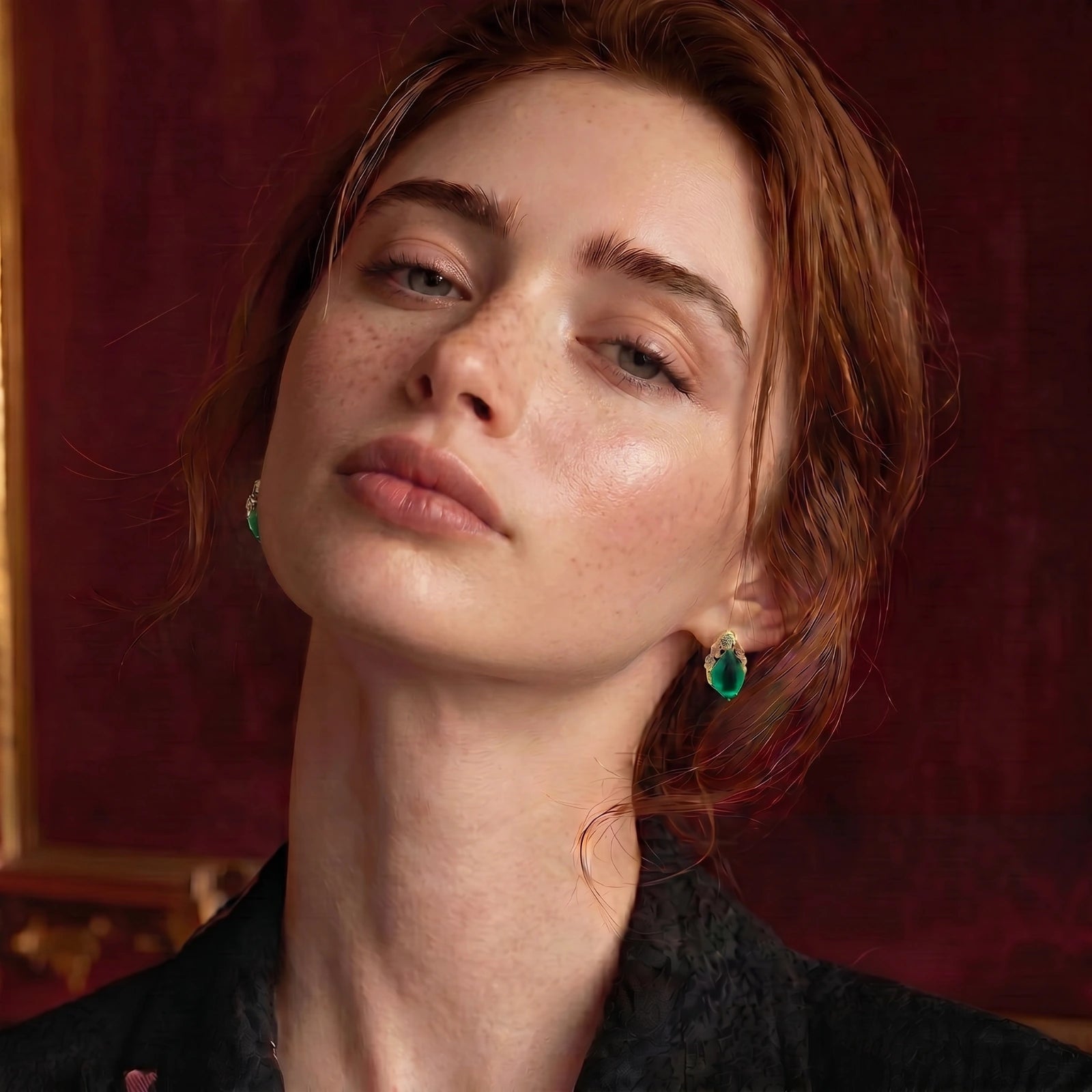 Zahra Emerald Studs